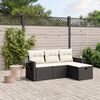 vidaXL 4-delige Loungeset met kussens poly rattan zwart