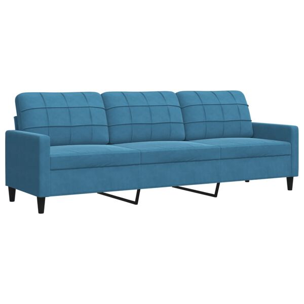 vidaXL 3-delige Loungeset met kussens en bolsters fluweel blauw