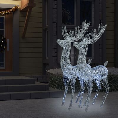 vidaXL Kerstdecoratie rendier XXL 2 st 250 LED's warmwit 180 cm acryl