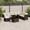vidaXL 9-delige Loungeset met kussens poly rattan bruin