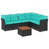 vidaXL 7-delige Loungeset met kussens poly rattan zwart