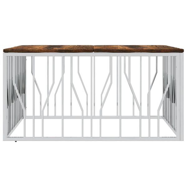 vidaXL Salontafel roestvrij staal en massief gerecycled hout zilver