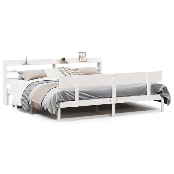 vidaXL Bedframe zonder matras massief grenenhout wit 200x200 cm