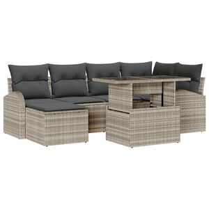 vidaXL Tuin Sofa Set 7 st Lichtgrijs poly rattan