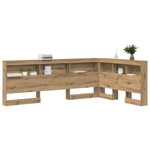vidaXL Opberghoofdbord met plank Artisan Eiken 120 cm Bewerkt hout