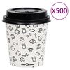 vidaXL Koffiebekers 500 st met deksels 200 ml papier wit en zwart
