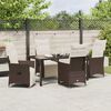 vidaXL Tuin eettafelset met kussen 5 pcs Bruin poly rattan