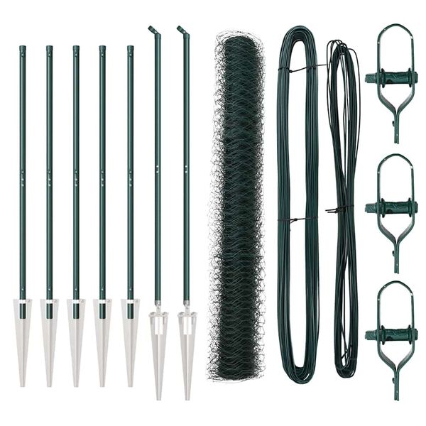 vidaXL Hecke met palen Groen 1.2 x 10 m PVC-gecoat staal