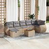 vidaXL 8-delige Loungeset met kussens poly rattan beige