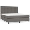 vidaXL Boxspring met matras kunstleer grijs 180x200 cm