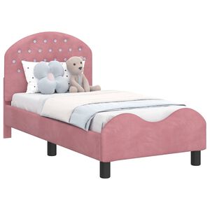 vidaXL Peuterbedframe met hoofdbord Roze 70 x 140 cm Fluweel