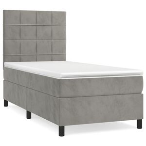 vidaXL Boxspring met matras fluweel lichtgrijs 80x200 cm