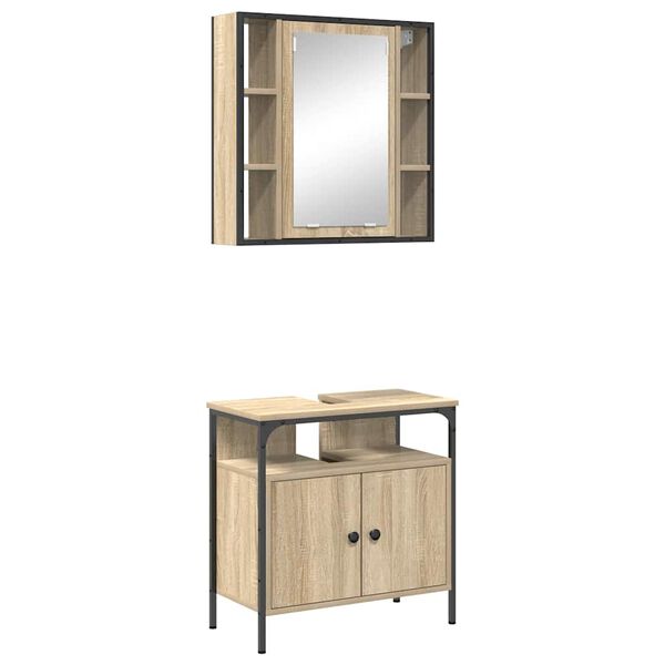 vidaXL Badkamermeubelset 2 pcs Bruin 60 x 30 x 60 cm Bewerkt hout