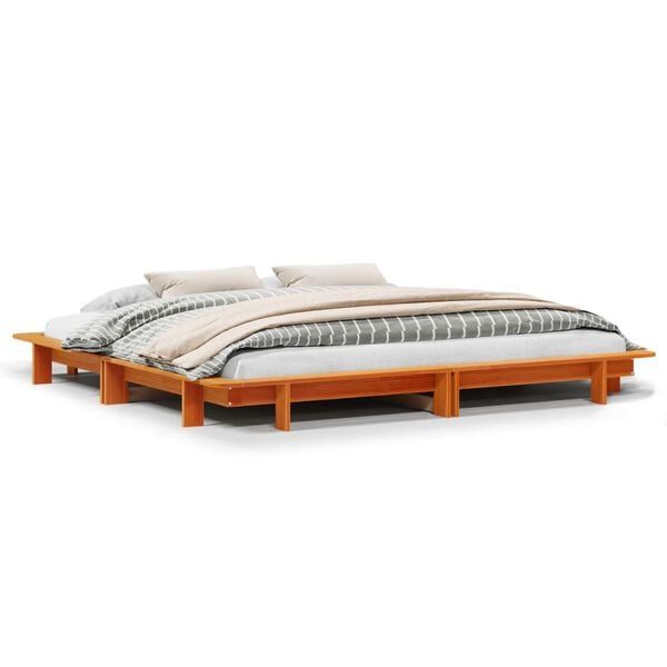 vidaXL Bedframe zonder matras massief grenenhout wasbruin 180x200 cm