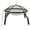 vidaXL Vuurschaal en barbecue 2-in-1 met pook 56x56x49 cm rvs