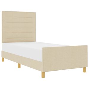 vidaXL Bedframe met hoofdeinde Cr&egrave;me 90 x 190 cm Stof