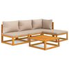 vidaXL 5-delige Loungeset met kussens massief hout taupe