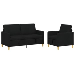 vidaXL Bankenset met opbergruimte 2 st Zwart Polyester