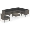 vidaXL 8-delige Loungeset met kussens poly rattan grijs