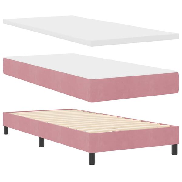 vidaXL Boxspringbed met matras Roze 200 x 100 cm Polyester