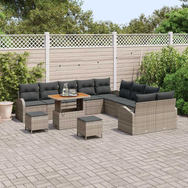 vidaXL Tuin Sofa Set met kussen met opslag met kussen 13 pcs Grijs