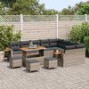 vidaXL Tuinbankenset met kussen 14 pcs Grijs poly rattan