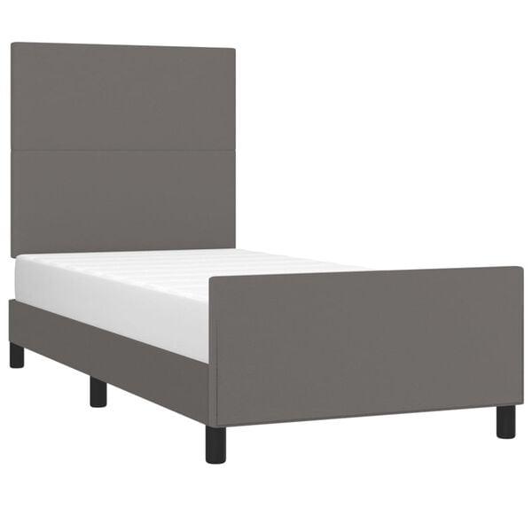 vidaXL Bedframe met hoofdbord kunstleer grijs 100x200 cm