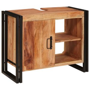 vidaXL Wastafelkast met plank Bruin 71 x 33 x 58 cm Massief Acaciahout