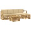 vidaXL Buiten bankenset 6 st Wit en Beige Polyester