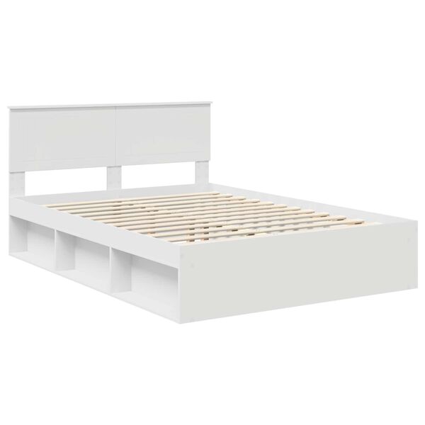 vidaXL Bedframe met hoofdeinde Wit 140 x 200 cm Massief grenenhout