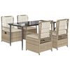 vidaXL 5-delige Tuinset met kussens poly rattan beige