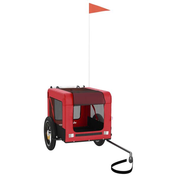 vidaXL Hondenfietstrailer oxford stof en ijzer rood en zwart