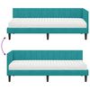 vidaXL Hoekbedframe met Matras met matras 2 pcs Turquoise Fluweel