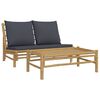 vidaXL 2-delige Loungeset met kussens bamboe donkergrijs