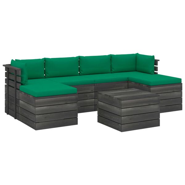 vidaXL 7-delige Loungeset met kussens pallet massief grenenhout