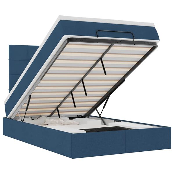 vidaXL Ottoman bed met matras en LED's 120x200cm stof blauw