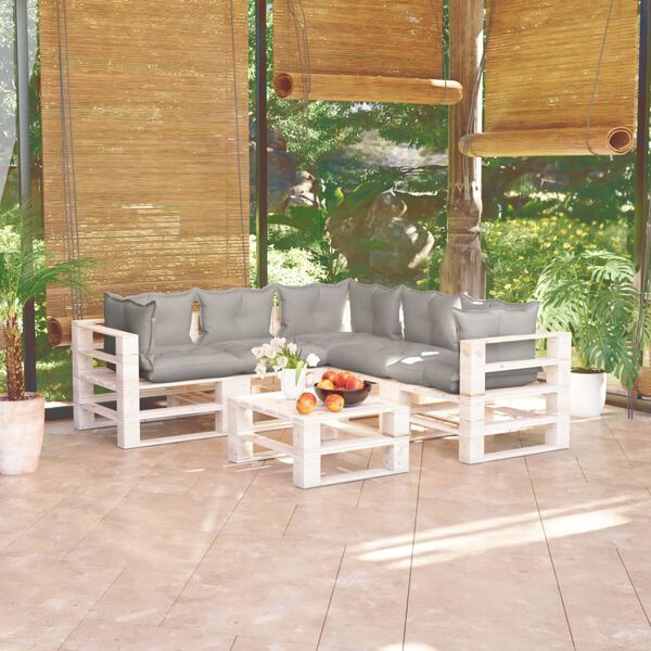 vidaXL 6-delige Loungeset met kussens pallet grenenhout