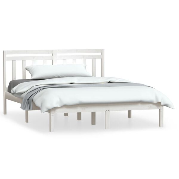 vidaXL Bedframe massief grenenhout wit 140x200 cm