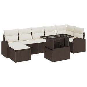 vidaXL Tuin Sofa Set 8 st Bruin en Cr&egrave;me poly rattan