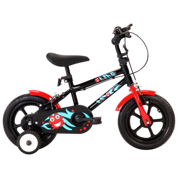 vidaXL Kinderfiets 12 inch zwart en rood