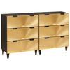 vidaXL Dressoir set 2 pcs Zwart en Messing 120 x 33 x 75 cm