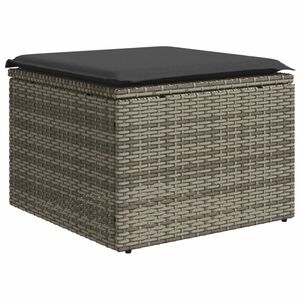 vidaXL Tuinkruk met kussen 55x55x37 cm poly rattan grijs