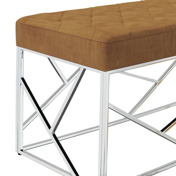 vidaXL Bankje 97 cm fluweel en roestvrij staal bruin