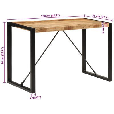 vidaXL Eettafel 120x55x76 cm massief ruw mangohout