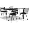 vidaXL 5-delige Tuinset poly rattan zwart