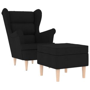 vidaXL Fauteuil met voetenbankje stof zwart