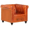 vidaXL Fauteuil Chesterfield-stijl echt leer tan
