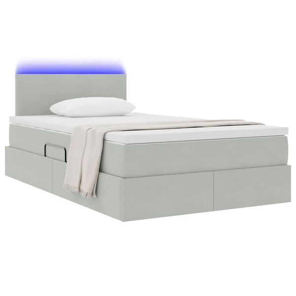 vidaXL Opbergbed met LED met matras Lichtgrijs 120 x 190 cm Fluweel