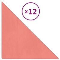 vidaXL Wandpanelen 12 st 0,54 m² 30x30 cm fluweel roze