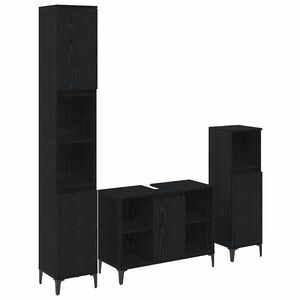 vidaXL Badkamermeubelset met plank 3 stuks Zwart eiken Bewerkt hout